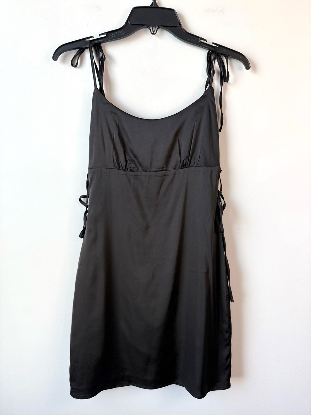 Peppermayo Satin Side Tie Mini Dress Black 4